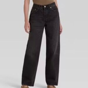 Hollister California Ultra High Rise Dad Long skater Black Denim Jeans W28